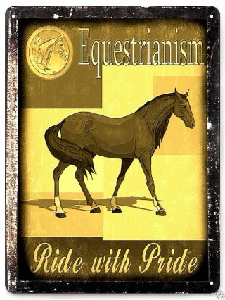 Equestrian Metal Sign Horse Pony Rodeo Ranch Farm Vintage Style Wall Decor 222