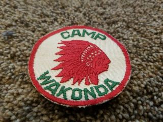 Vintage Camp Wakonda Boy Scout Patch Bsa Indian Head Round