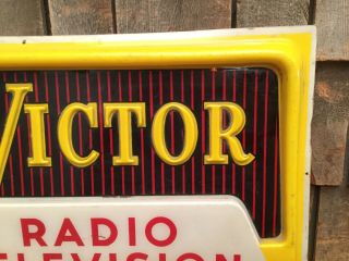 Vintage RCA VICTOR Radio Television Broadcast Station Embossed Nipper Dog Sign 3