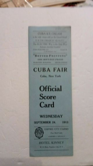 Cuba,  York Fair Programs And Notices Allegany County Ny 1913,  1917,  1918