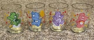 Vintage 1986 Care Bears Juice Glass Set - 3” Extremely Hard To Find