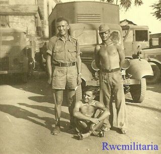 Good Kriegsmarine Afrika Korps Soldiers By Parked Lkw Trucks; Tripoli,  Libya