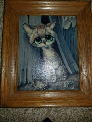 Big Sad Eyes Cat Wall Art Picture Framed