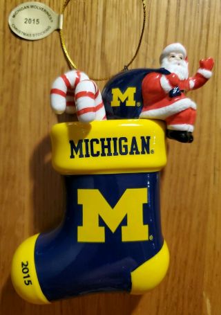 2015 Danbury University Of Michigan Wolverines Santa Christmas Ornament