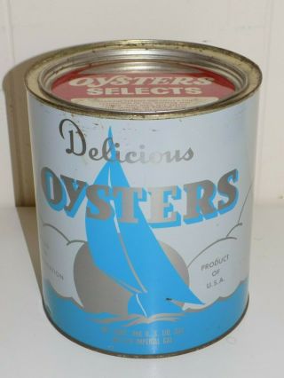Vintage Harding Sfd 1 Gallon Oyster Tin Can