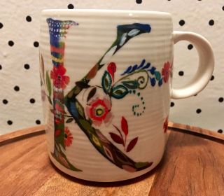 Starla M.  Halfmann Anthropologie Initial Mug Floral K Tea Coffee Cup