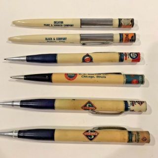 6 Can Top Mechanical Pencils Skelly Oil Railtons Blue Circle Smith - Alsop