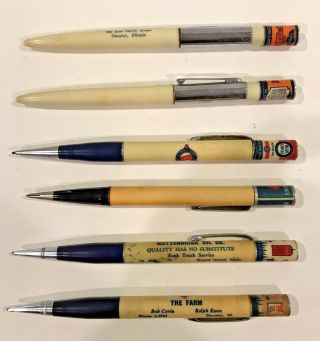 6 Can Top Mechanical Pencils Skelly Oil Railtons Blue Circle Smith - Alsop 2
