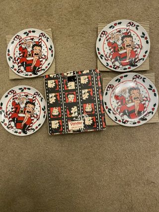 Betty Boop 1992 Vandor Christmas Xmas Santa Claus Plate Collectable Set Of 4
