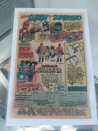 Vintage 1979 Metal Hero Lunch Box Advertisement Spiderman Hulk Superman