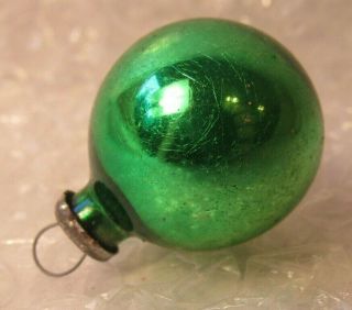 Antique Vintage Glass Christmas Feather Tree Ornament 1 " Japan Kugel Green