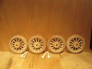 4Wood Wheels w Spokes Antique Toy Making Parts Wagons 2 3/4 