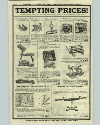 1922 Paper Ad Clock Mechanical Toys Mengel 