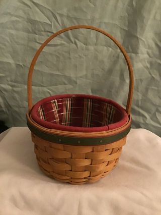 Longaberger Basket 2005 Holiday Helper With Fabric And Plastic Liners