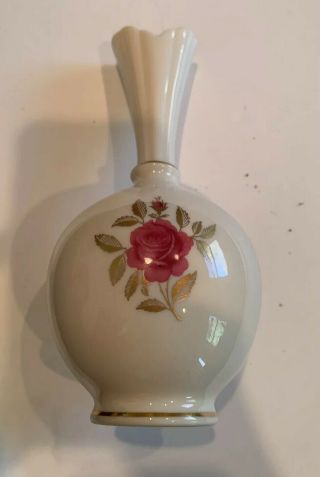 Vintage Lenox China 8 " Rhodora Bud Vase Pink Rose Bulbous Made In U.  S.  A.