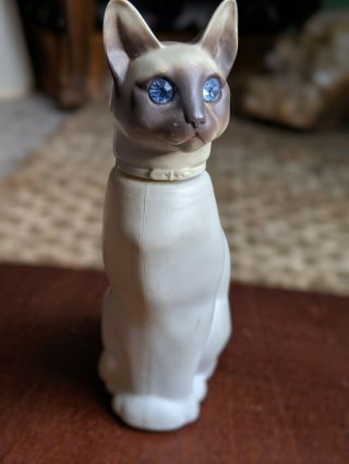 Vintage Avon Moonwind Cologne Siamese Cat Bottle 6 "