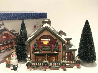 Dept 56 Snow Village Christmas Lake Chalet Gift Set W/ Box Retired Village Cabin