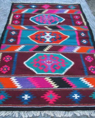 Romanian Kilim RUG Vintage handwoven wool rug carpet Handmade tribal rug - 92 3