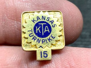 Kansas Turnpike Authority Sunflower Logo 1/10 10k Gold Large 15 Yrsservice Pin.