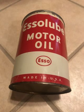 Vintage Esso Oil Can Essolube Motor Oil Can 1950’s Standard Oil Can