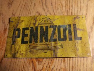 Vintage 1950s Pennzoil Motor Oil Metal Sign Old Gas Farm Car Tractor Truck Old