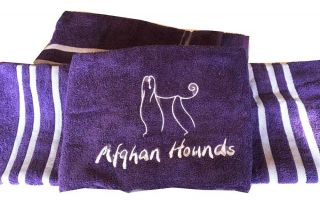 Afghan Hound Embroidered Size Purple Bath Towel