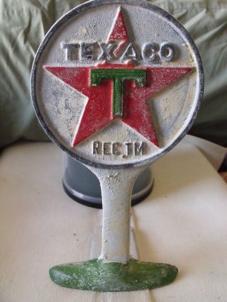 Texaco Cast Iron Lollipop Sign Door Stop 10 " Tall