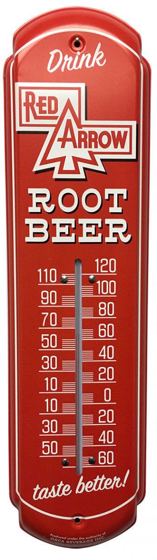 Red Arrow Root Beer Soda Thermometer Vintage Old Style Sign