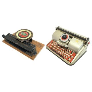 Simplex No.  1 & Berwin Superior Typewriter Schreibmaschine Antique Vtg Toy Index