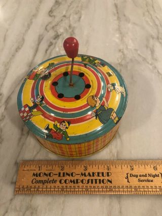 Vintage Chein Child Pressed Metal Tin Wind Up Musical Toy