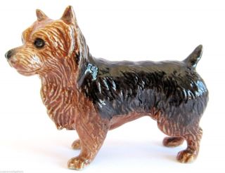 Miniature Porcelain Hand Painted Australian Terrier Standing Dog Figurine