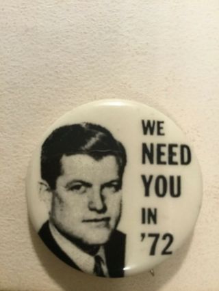 Vintage 1972 Ted Kennedy For President Pin Back Button