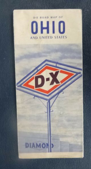 1942 Ohio Road Map Diamond D - X Oil Gas Oil