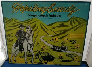 Hopaliong Cassidy Vinatge 2 Sided Game Board: Stage Coach Holdup & Target Practi