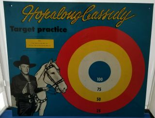 HOPALIONG CASSIDY VINATGE 2 SIDED GAME BOARD: STAGE COACH HOLDUP & TARGET PRACTI 2