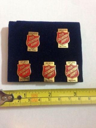(5) Vintage Gold/ Brass Salvation Army Employee 20 Yr Pins