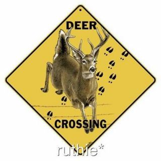 Deer Metal Crossing Sign 16 1/2 " X 16 1/2 " (hanging) Diamond Shape Made Usa 280