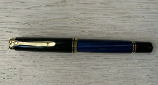Pelikan Souveran M800 Blue Stripe Fountain Pen 18k F Flex Gold Trim Germany