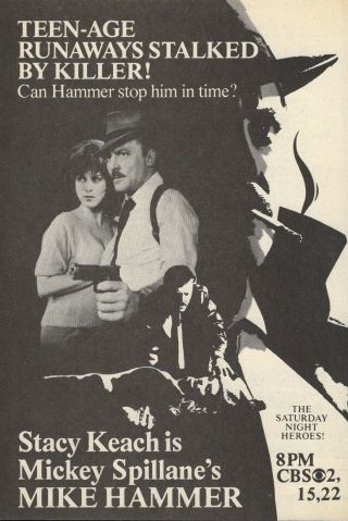 1984 Cbs Tv Ad Mike Hammer Stacy Keach Teenage Runawys Stocked By Killer