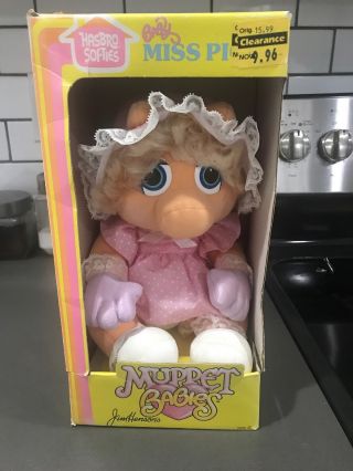 1983 Hasbro Softies Jim Henson Muppet Babies Plush Baby Miss Piggy A82