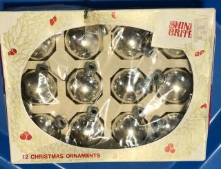 Vintage Silver Shiny Brite Christmas Tree Ornaments Bulbs