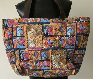 Laurel Burch Abstract Horse Clutch Pouch Quilted Zipper Bag Sun N Sand