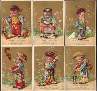 Liebig S - 35 Similar " Children Chinese Costumes " Set 6 Vintage Trade Cards Englsh