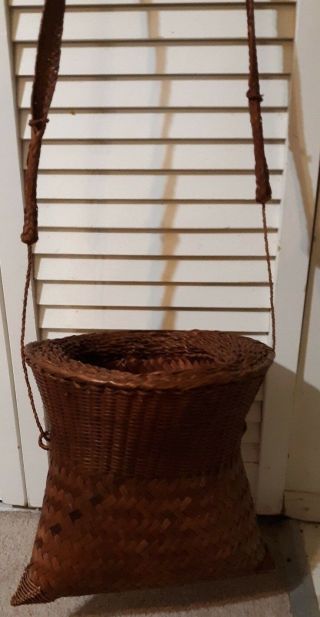 Vintage Large Cherokee Native American River Cane Basket W Handle