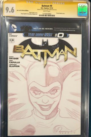 Chad Hardin Harley Quinn Sketch Art Signed Cgc 9.  6 Joker Batman