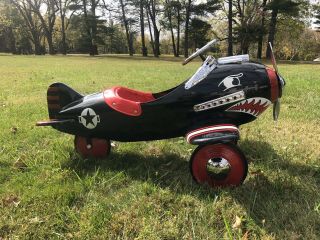 Vintage Style Tiger Shark Black And Red Pedal Car Airplane