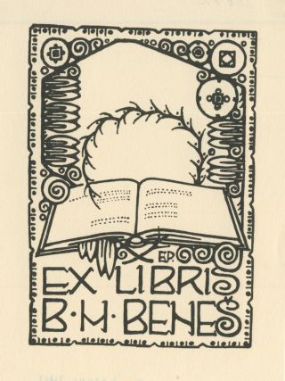 Ex Libris Art Deco Exlibris " Book " By Pelant Emanuel (1871) Czech