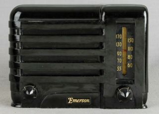 Prewar 1939 Black Emerson " Emersonette " Bakelite Vintage Vacuum Tube Radio