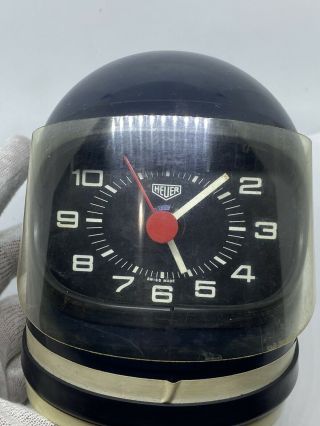 Vintage Heuer Helmet Clock Jacky Ickx Black Unique Watch Swiss Quartz
