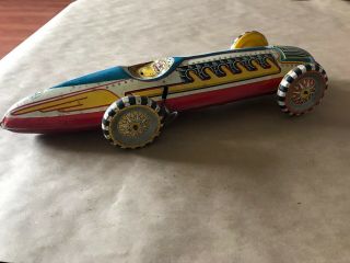 Louis Marx Mar Tin Wind Up Toy Racing Race Racer Car Boat Tail Large Big